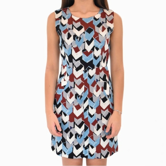 Diane Von Furstenberg Dresses & Skirts - DVF Silk Geometric Print Dress Blue Cube Sheath Diane Von Furstenberg Sz 2 XS S